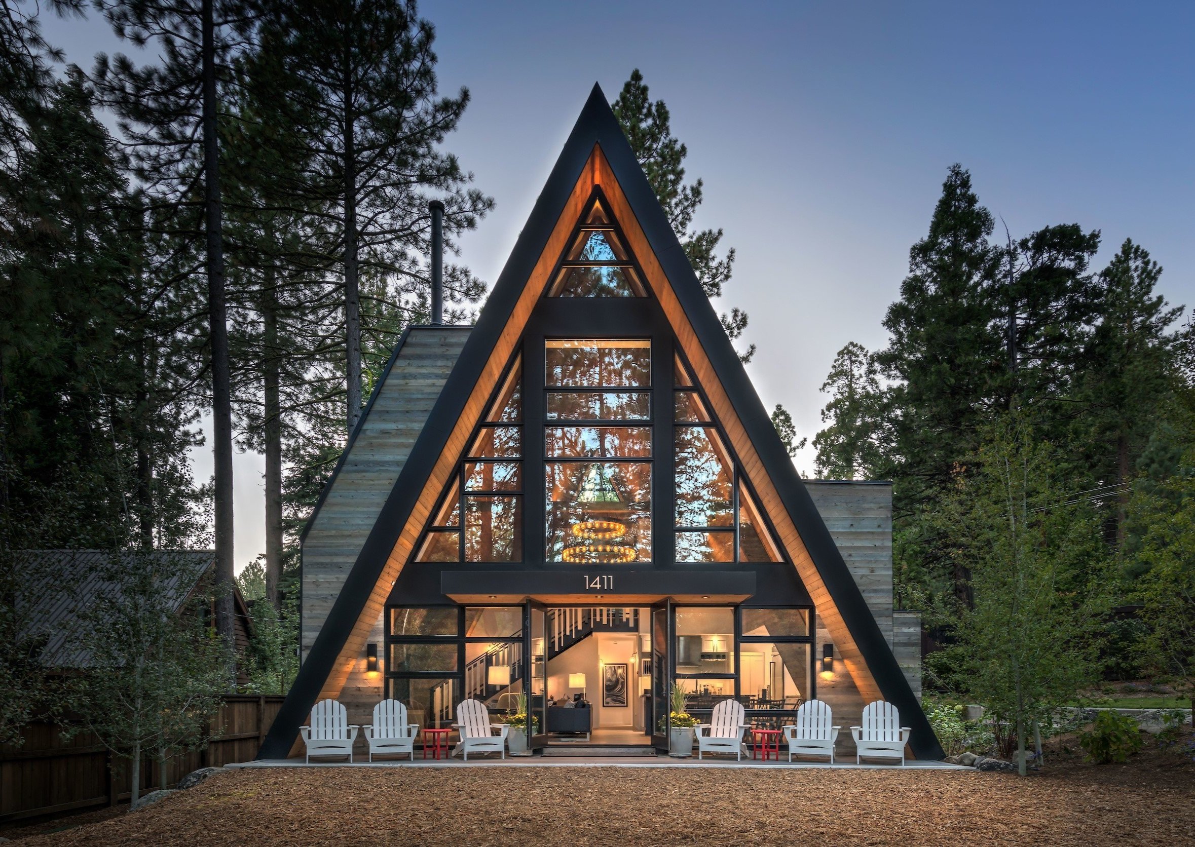 A-frame modular tiny house produced by Nexa Prefab