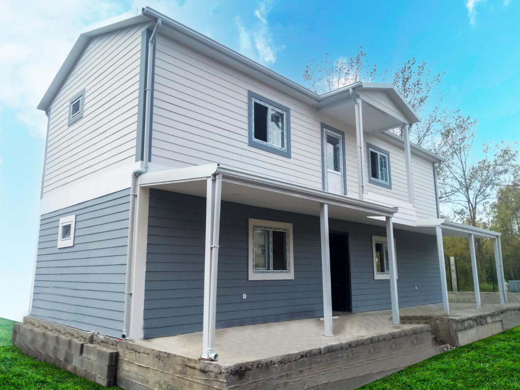 Two storey prefabricated house built with panel system